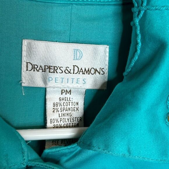 Draper’s & Damon’s Teal  blazer button front jacket embroidered sequin vintage - Picture 3 of 6